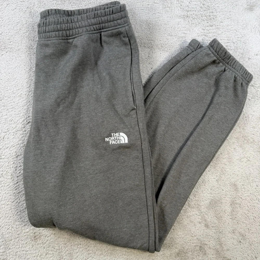 The North Face Sweatpants Mens Medium Grey Fleece Drawstring Pocket Jogger Gym